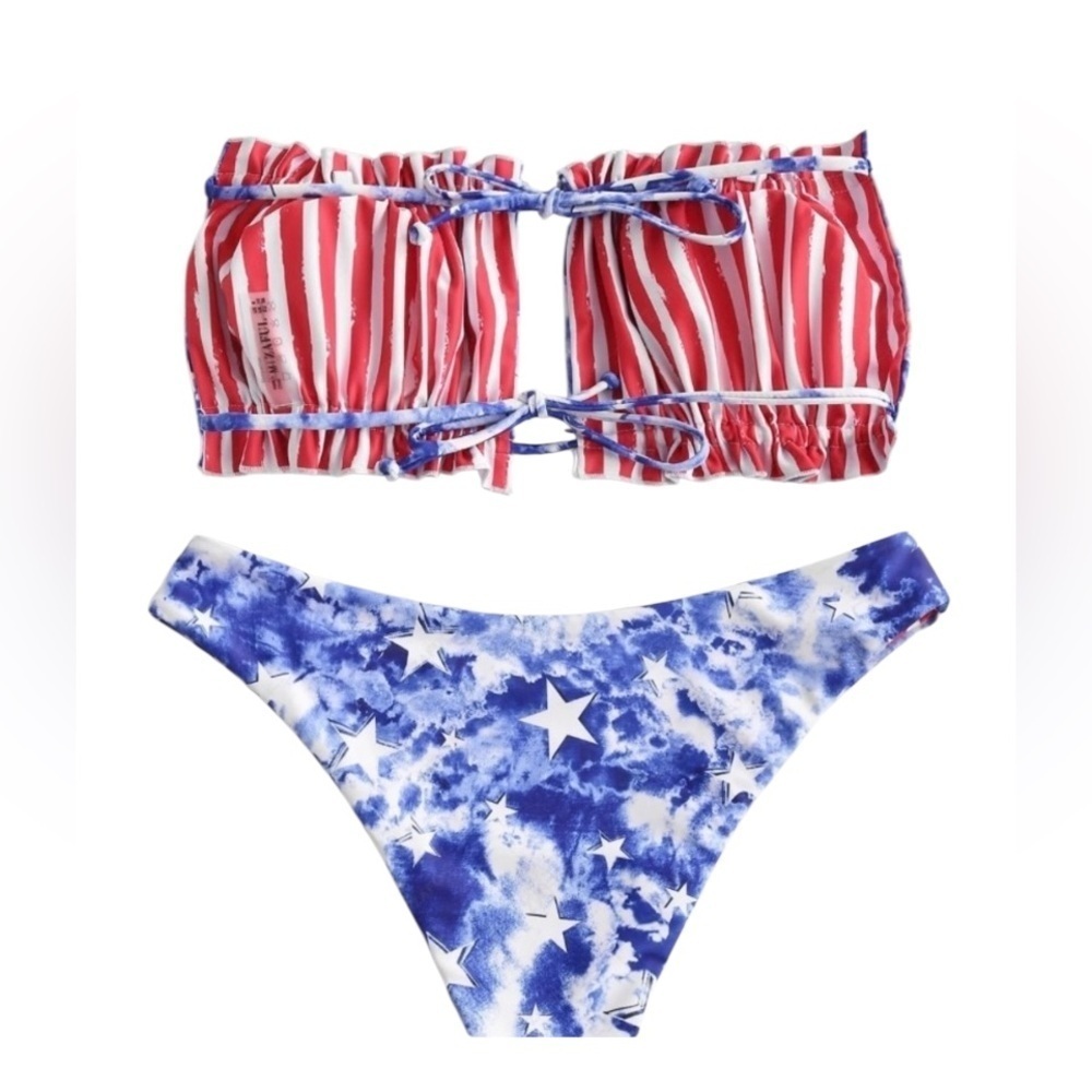 Zaful American Flag Bikini Set Size 4